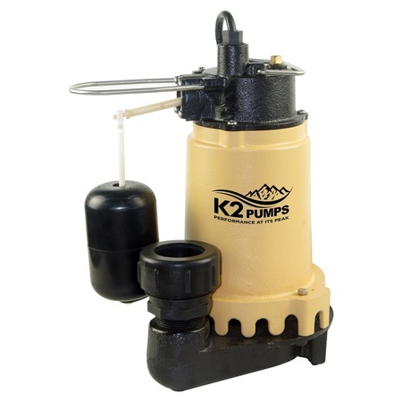 K2 PUMPS 3/4 HP Cast Iron Submersible Sump Pump with Quick Connect Fitting and Vertical Switch SPI07502K